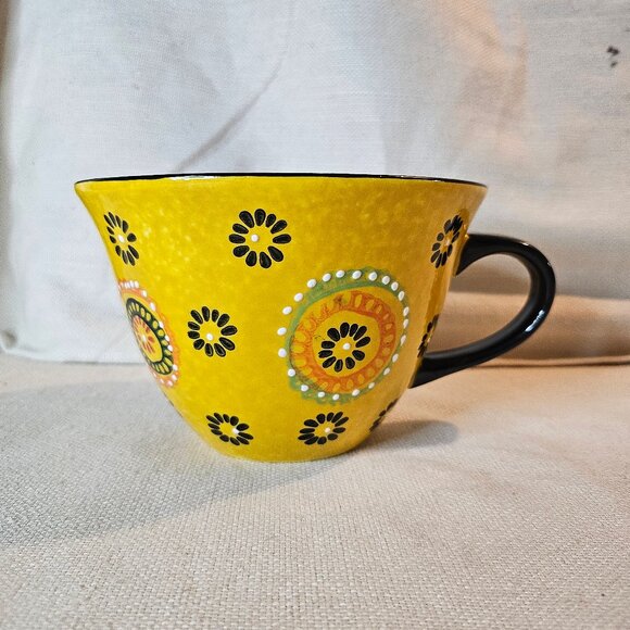 Signature Large Boho Stoneware Latte Coffee Mug Cup - Picture 1 of 6